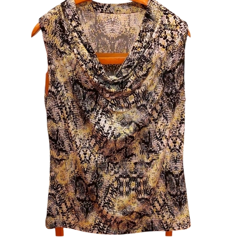 Worthington Cowl Snakeskin Tank Top XL EUC